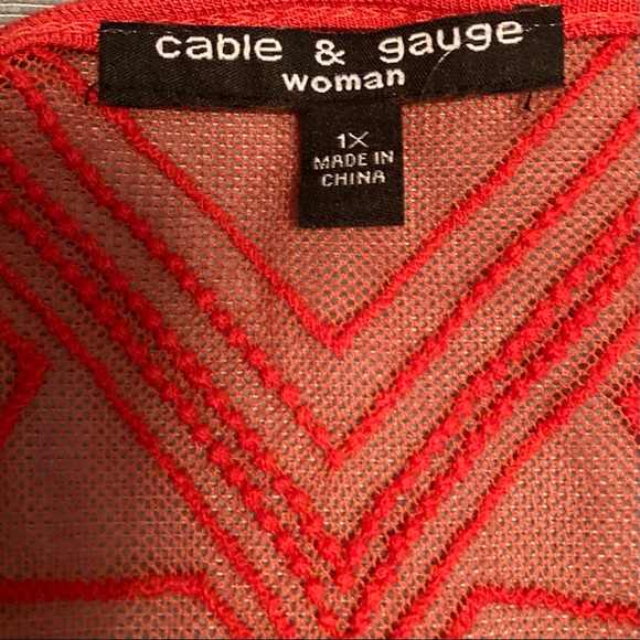 Cable & Gauge Plus Size Tunic Top Sheer Mesh Lace Back Panel Size 1X - Picture 7 of 9